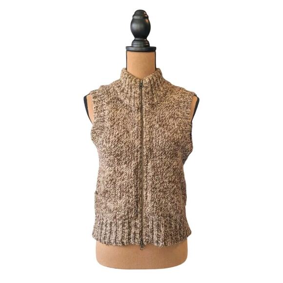 Sundance Mohair Alpaca Sweater Vest Womens Size Small Mocha Two-Way Zip Pockets - Picture 1 of 10